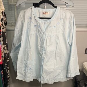 Light‎ Blue Embroidered Blouse